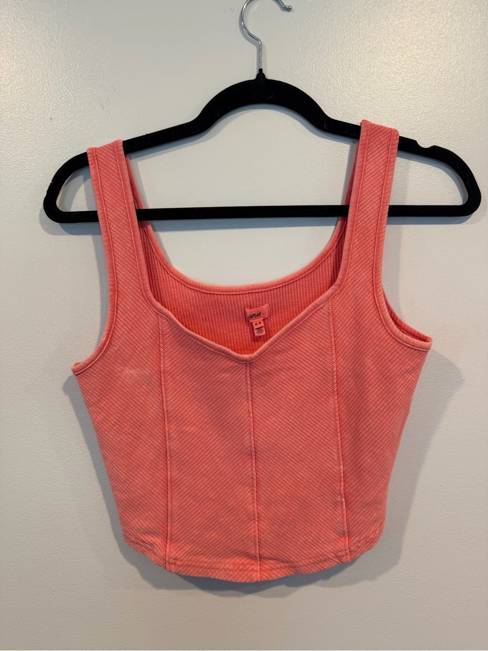 Aerie Cropped Coral Corset Ribbed Tank Top Medium M